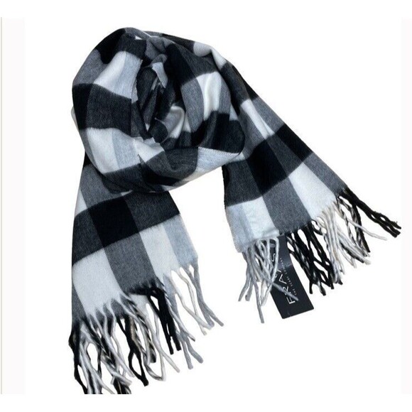 FRAAS CASHMINK Buffalo Check Fringe Scarf Preppy Casual Winter - Picture 2 of 10